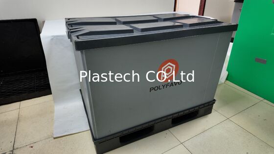 500kg Kargo Kutuları Paketleme Kutusu 1200 * 800 * 900 mm Kapaklı Katlanabilir Konteyner PolyBox