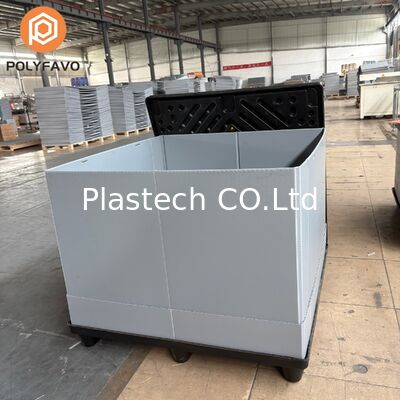 Yük kapasitesi 500kg Nakliye kutuları 1220 * 1140 * 900 mm Plastik depolama konteyneri PP bal çekirdeği paneli Kol kutu