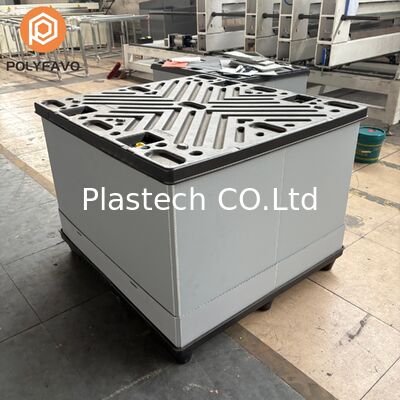 Kapalı Palet Kutu Özel Renk Logo, Panel Kalınlığı 10mm 12mm, Kapaklı ve Tabanlı İstiflenebilir Katlanabilir Dökme Kutu